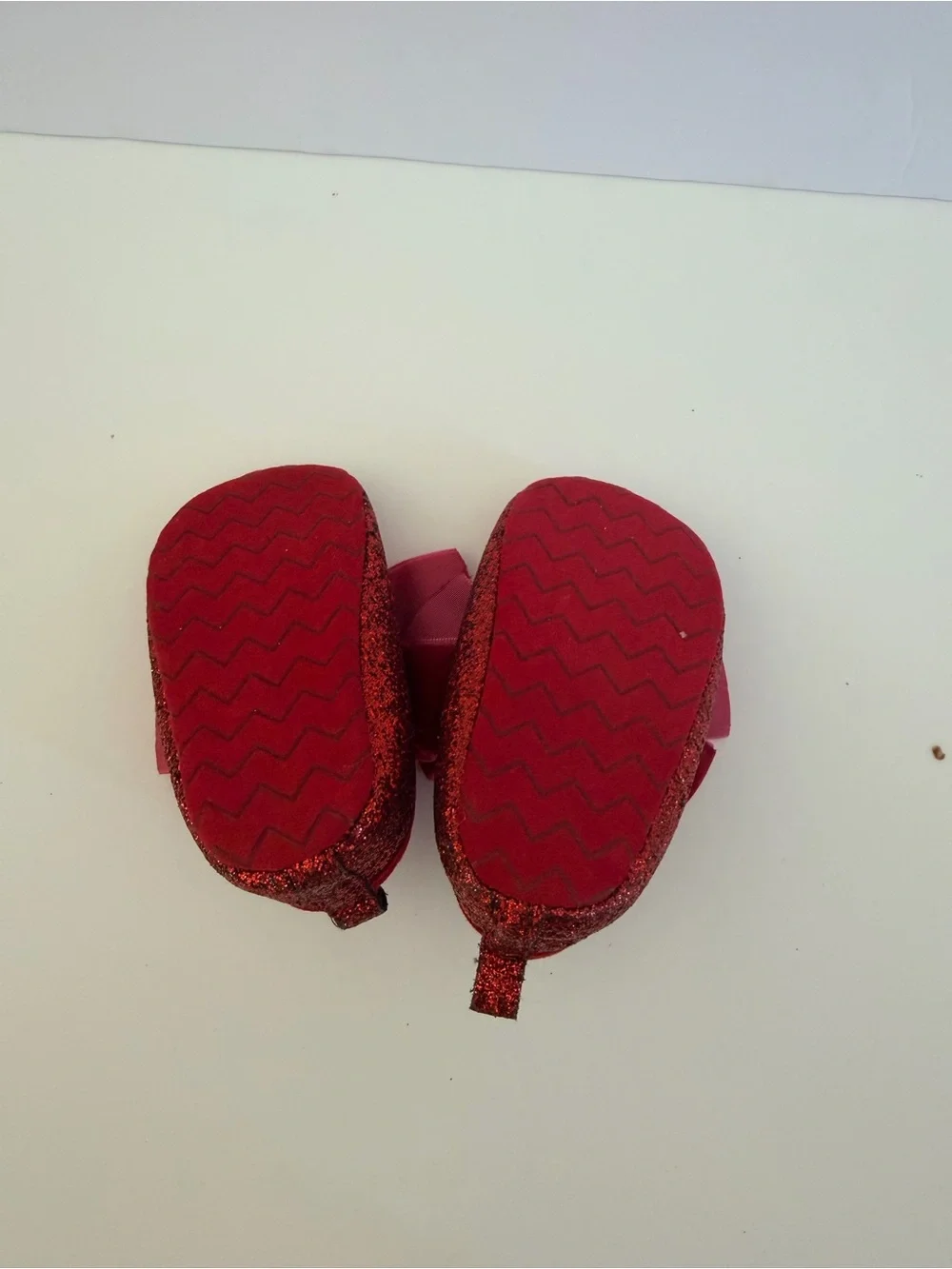 Red Glitter Baby Girls Bow Shoes
